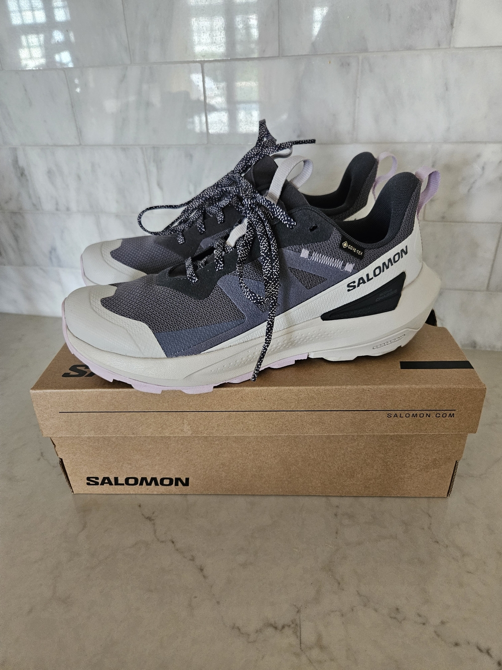 Salomon Women's Gray and Light Purple Trail Running Shoes
